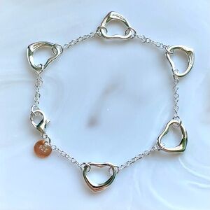 Sterling Silver Heart Link Bracelet - Silver